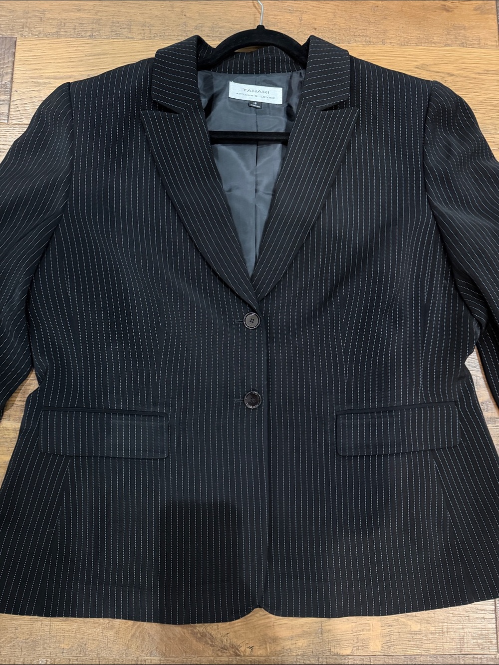 Tahari Black Pinstripe Tailored Blazer